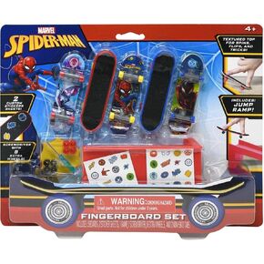 Marvel Spider-Man Fingerboard Decks Set - Spiderman Mini Finger Skateboards for Kids Skateboarding, Skateboard Fingerboard Set for Boys and Girls Includes 5 Finger Boards, Stickers and Skate Ramp