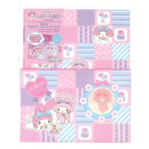 YAMANO SHIGYO Sanrio My Melody Window Open Letter Set 8 Writing Paper + 4 Envelopes + 4 Stickers Made in Japan D21D, Pink, Blue, Purple (No,58)