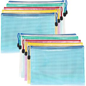 10pcs Mesh Zipper Pouch Bags, A4 Zipper Bags for Organizing Storage, Waterproof Zipper Pouches for Office Supplies, Puzzles, Board Game Storage & Cross Stitch Projects