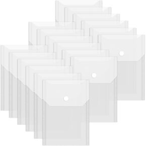 18 Pcs Small Clear Plastic Envelopes File Folders with Snap Button Closure for Documents School Office Supplies A6 Size 5x7 inches