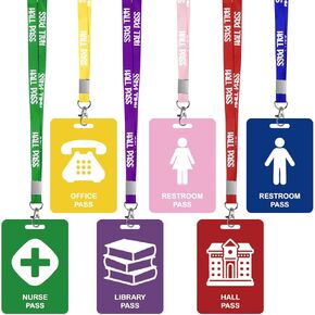 6 PCS PVC HALL PASS LANYARD
