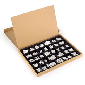 Letter Set 1-1/2" High White Plastic Character Kit – Changeable Message Board Accessory Includes a Corrugated Box with Molded Tray