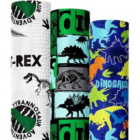 We Moment Dinosaur Wrapping Paper Rolls 3 Rolls 17 inch X 120 inch Happy Birthday Wrapping Paper Girl Kids Boy Dinosaur Wrap Paper For Dinosaur Party Birthday Wrapping Paper