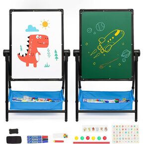 Art Easel Double Sided Whiteboard & Chalkboard 26inch-43inch Height Adjustable & 360°Rotating Easel Stand with Accessories