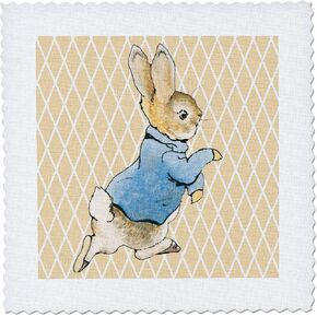 3dRose qs_79399_4 Peter Rabbit Vintage Art- Animals-Quilt Square, 12 by 12-Inch