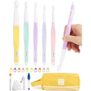 Aeelike 5 PCS Large Crochet Hooks Set, Big Ergonomic Crochet Hooks, Multicolor Acrylic Crochet Hooks with Number Size L/8mm, N/10mm, 12mm, P/15mm, 20mm