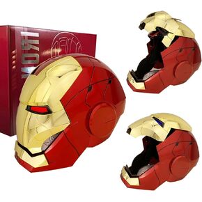 Iron-Man MK 5 Wearable Electronic Helmet: Voice & Remote Controlled, Perfect Super Hero Mask,Can Cosplay and Collectible Figures for Man and Teen-Ideal Gift for Halloween&Birthdayand&Christmas（Golden）