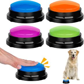 4 Pcs Game Buzzers for Trivia Games Show Answer Recordable Button for Classroom Learning Resources Dog Buttons Talk Pet Clicker for Training Communication Toy Family Feud Jeopardy Buzzer with Sound