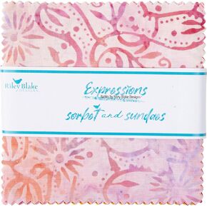 Sorbet & Sundaes Expressions Batiks by Riley Blake Designs 5-inch Stacker, 42 Precut Fabric Quilt Squares