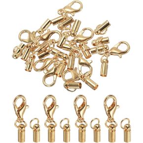 MECCANIXITY Fold Over Cord End Caps Rose Gold 3mm OD with Crimp Covers Lobster Claw Clasps DIY Jewelry Making for Bracelets and Necklaces Crafting 20 Pcs