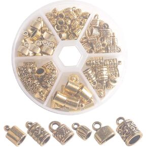 ChangJin One Box of 100PCS Antiqued Gold Metal Cord End Caps for Jewelry Making Leather Art