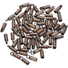Meccanixity 60pcs Cord End Caps 7mm Cap Cap Beads Kumihimo 2.5mm dia end caps للنحاس من الجلد ، الشرابات ، صنع المجوهرات ، نغمة النحاس