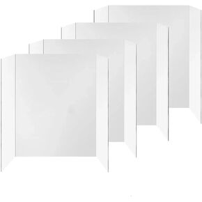 Felmis 4 Pack Trifold Poster Board, 24" x 16" Presentations Board, White Corrugated Project Boards for Science Fairs, School, Business Projects, Event Displays