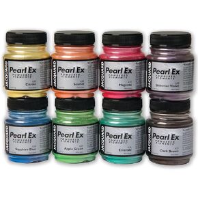 Jacquard Pearl Ex Pigment Powder 8 Color Set 0.5oz Jars - Loose Mica Powder for Epoxy Resin, Watercolors, Calligraphy Ink & Clay - Epoxy Pigment Powder - Epoxy Resin Color