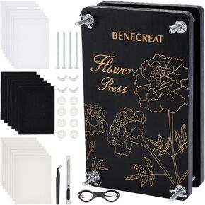 BENECREAT 9.8x5.9x0.6inch Flower Pressing Kit, Rectangle Wooden Plant Preservation Kit for Adults, Wooden Flower Preservation Kit for Crafters Dried Flower Leaf Making
