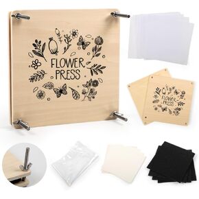 Flower Press Kit for Adults, 7x7 Inches Wood Flower Preservation Kit, Wood Flower Leaf Plant Press Kit,DIY Pressed Flower Plant Preservation Kit,Ideal Gift for DIY Arts and Crafts Lovers