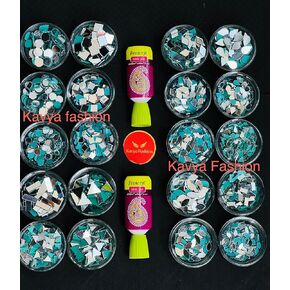 Kavya Fashion All Shape & All Size Mirror Kit For Jewellery Making,Other Craft Work Like Project & Lippan Art, Mud Work Decoration (20 Shape Of Mirror Kit-Total-2000 Piece), Green