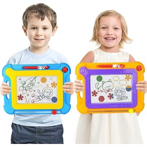 2 Pack Medium Magnetic Drawing Board, Learning Toys for Toddlers 1-3 2-4 Drawing Game, Colorful Magnetic Drawing Doodle Board Pad Tablet for Kids Adults Educational & Art Activities