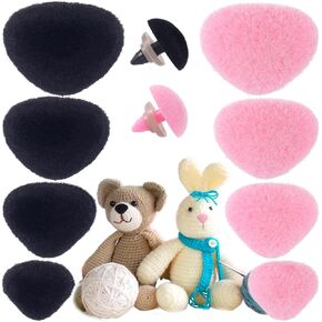 Customylife 32 PCS أنوف السلامة لـ Amigurumi ، 11/15/17/17/18 مم أنوف دمية بلاستيكية للكروشيه ، وتدفق الأسود الوردي أنوف دب محشوة بغسالات للملحقات الفخمة للحرف اليدوية
