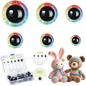 Mucunnia 30pcs 12-30mm قوس قزح 3d بريق عيون السلامة للكروشيه مع غسالات السلامة عيون لأميجورومي السلامة عيون لحيوانات الكروشيه الحرف الهالوين