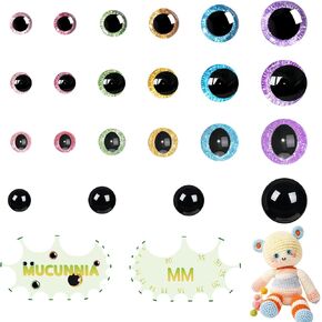 Mucunnia 120pcs عيون السلامة للكروشيه مع غسالات 15-30 ملم عيون السلامة من أجل amigurumi glitr crochet amigurumi عيون للحيوانات المحشو دب دب الزخرفة