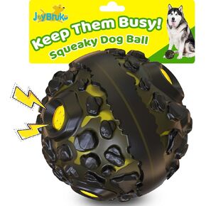 Dog Ball for Aggressive Chewers - Interactive Dog Toy Balls Fun Squeaky Sound to Keep Them Busy, Durable for Small Medium Large Breeds, Rubber Pet Chew Toys, As Seen on TV, Black & Yellow