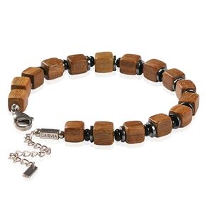 سوار رجالي Casvia الأصلي المصنوع من Verawood مع Onyx الأسود والفواصل الهيماتيت الفولاذ المقاوم للصدأ العطور الطبيعية وعناصر شقرا مثالية للذات أو الأصدقاء