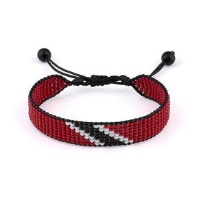 Trinidad and Tobago Flag Beaded Bracelet, Adjustable, Boho Style Rope Bracelet for Women, Men