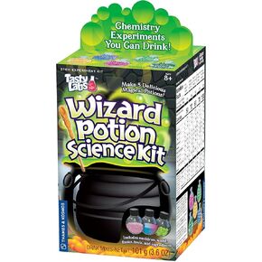 Tasty Labs Wizard Potion Science Kit - Make 5 Magical Potions, Chemistry Experiments Safe to Drink, Includes Cauldron & Wand - Study Reactions, Polymers & More