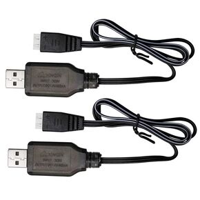 KBT 2-Pack XH-3P USB Charger Cable for 7.4V RC Car Battery, 500mA Charging Speed USB Charger Cable with LED Indicator Light