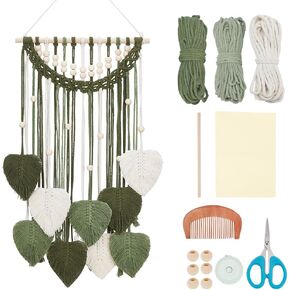 Origach DIY MACRAME LEAF WALL ATCING KIT BOHO MACRAME LEAF TAPESTRY KIT للبالغين المبتدئين المصنوع يدويًا جدار ريش
