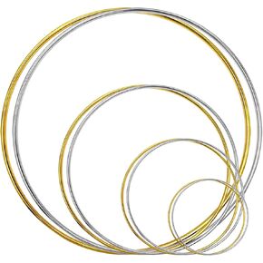 8 Pack Large Metal Rings for Crafts, Floral Hoop(4 Inch 6 Inch 8 Inch 12 Inch), Craft Rings for Wedding Wreath Decor Wall Hanging Decor DIY Craft (Gold Silver)