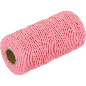 MECCANIXITY Cotton Rope Twisted Braided Rope Cord, Pink 100M/109 Yard 2mm Dia for Wall Hanging, Plant Hanger, Knitting, Macrame Knotting