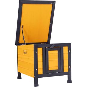 GEGURI Outdoor Cat House Weatherproof, Rabbit Hutch & Indoor Bunny Cage, Wooden Shelter for Feral Cats, Rabbits, Chickens & Small Animals