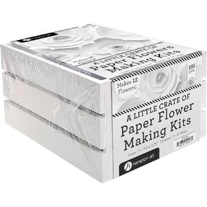 Hampton Art Little Crate of Paper Flower Kit, Pink, 185Pc, Paper Flower Kit, Making Bouquet Craft Kits for Adults, Craft Making Kit