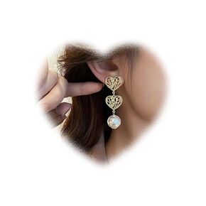 W Weilirian Boho Love Heart Dangle أقراط خمر أقراط للفلس