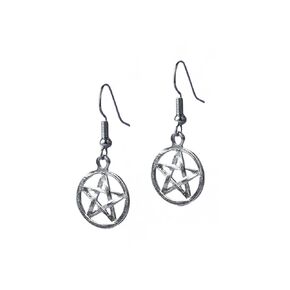Silver Pentacle Earrings for Women, Gothic Dangle Pentagram Earrings for Halloween and Christmas Accessories