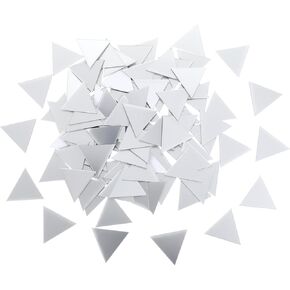 100PCS Small Mirrors for Crafts, 1 Inch Mini Mirror Pieces DIY Diamond Mirror Mosaic Tiles Self Adhesive Silver Bulk Triangle Glass Tiles Mirror Tile Stickers for Disco Balls Crafts Supplies
