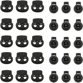 30PCS Professional Cord Locks, 2 Sizes DIY Plastic Spring Toggles for Drawstring Use in Clothing, Bags, and Shoelaces, Lanyard String Cord Clips