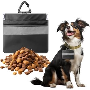 Dogs Treat Pouch Bag, Portable Pet Pocket Waist Clip Bag, Reflective Snack Bag for Pets, Includes Clip and Carabiner