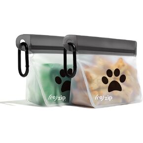 (re) zip Pet On-The-Go Bags 2-pack | Lightweight, Compact, Carabiner Clip | Airtight Closure | Water-Resistant | Food-Safe PEVA | Holds Treats, Poop Bags, Toys | Travel-Friendly