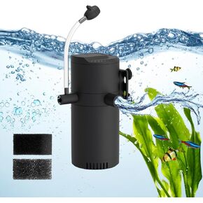 2-Stage Internal Aquarium Filter 135GPH Turtle Filter in-Tank Filter Dual Water Outlet & Aeration, Fish Tank Filter Turtle Tank Filter for 10-40 Gallon Tanks