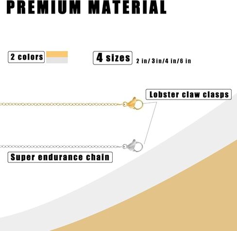 8 PCS NETLACE Extender Extender (4 Gold+4 Silver) تمديد سلسلة الفولاذ المقاوم للصدأ للقلائد ، 2 "، 3" ، 4 "، 6" مجموعة سلسلة موسع in Kuwait