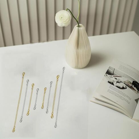 8 PCS NETLACE Extender Extender (4 Gold+4 Silver) تمديد سلسلة الفولاذ المقاوم للصدأ للقلائد ، 2 "، 3" ، 4 "، 6" مجموعة سلسلة موسع in Kuwait