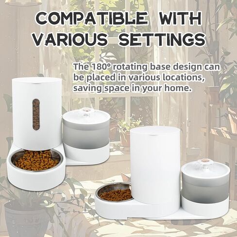 2 في 1 نافورة مياه القط الأوتوماتيكي ومجموعة كبيرة من تغذية الجاذبية ، مع مرشح شعر الحيوانات الأليفة وعاء تغذية الفولاذ المقاوم للصدأ ، مثالية للجرو والقطط والكلاب الصغيرة إلى المتوسطة والأرانب (أبيض) in Kuwait