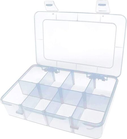 Xiaoyztan 8-Grid Snack Box Container with Removable Dividers Plastic Organizer Box for Candies Snacks Electronics Jewelry Small Parts (7.3in x 4.9in) in Saudi Arabia