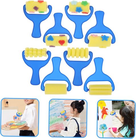 Tofficu 2 Set Sponge Paint Kids Suit Foam Paint Brush Random Pattern Printing Rollers Creative Drawing in Saudi Arabia