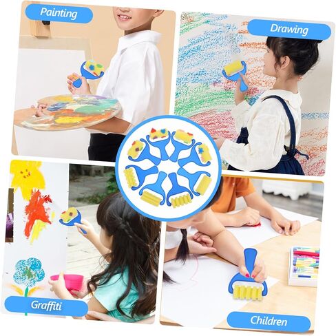 Tofficu 2 Set Sponge Paint Kids Suit Foam Paint Brush Random Pattern Printing Rollers Creative Drawing in Saudi Arabia
