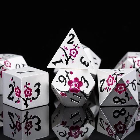 DND Metal Stripe Dice Set,7 PCS Polyhedral RPG Dice Set with Gift Case for Dungeons and Dragons (Antique Nickel Purple) in Saudi Arabia