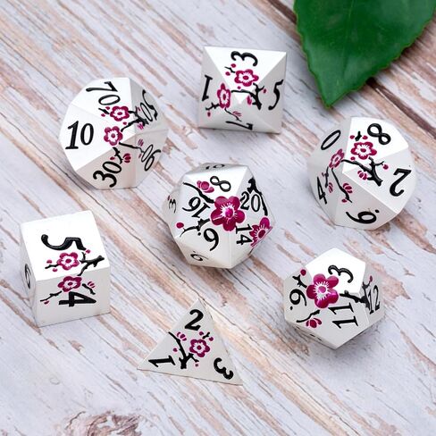 DND Metal Stripe Dice Set,7 PCS Polyhedral RPG Dice Set with Gift Case for Dungeons and Dragons (Antique Nickel Purple) in Saudi Arabia
